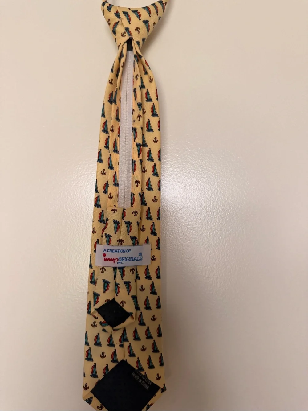 Yellow Novelty Sailboat Pre-Tied Neck Tie